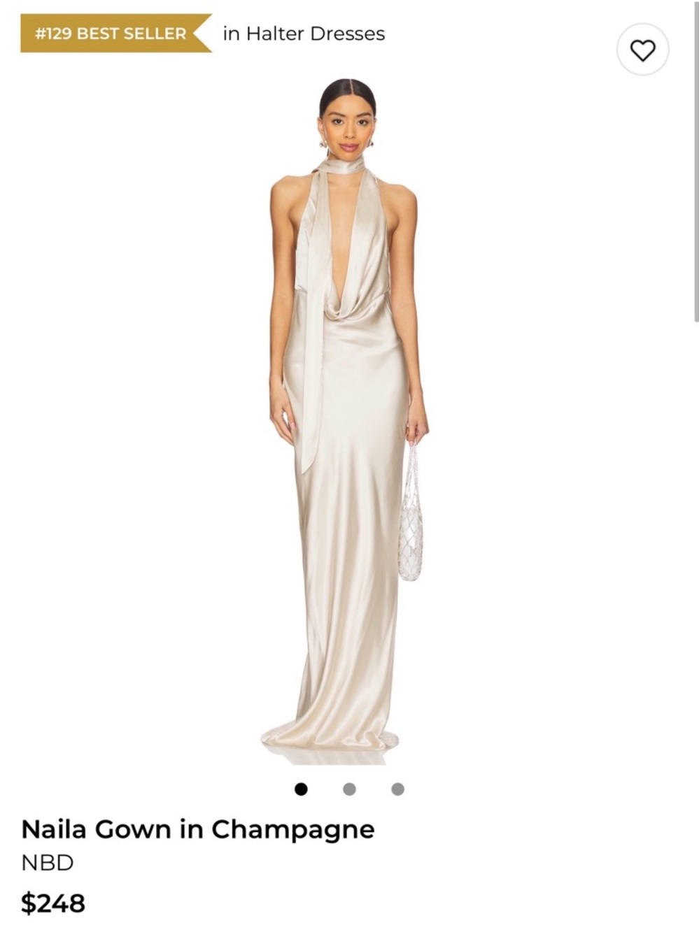 NBD Satin Halter Gown in Champagne